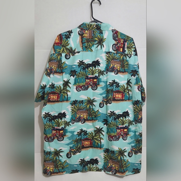 ALOHA REPUBLIC HAWAII USA  BLUES MOTORCYCLE CAFE COTTON BUTTON SHIRT Size 2XL - Picture 2 of 3